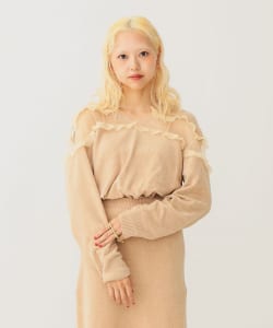 透け切替 ベロア トップス