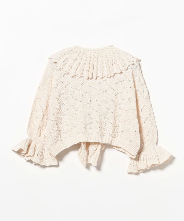 Eyelet Frill Knit Cardigan