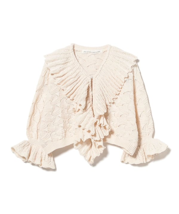 Eyelet Frill Knit Cardigan