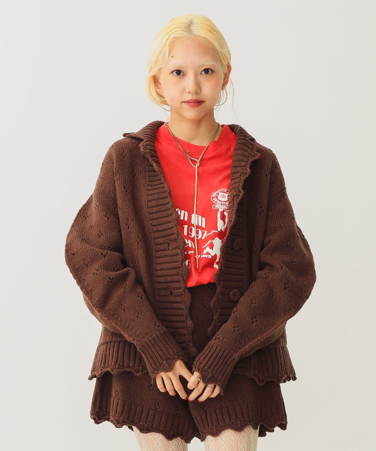 アイレット ニット ジャケット ジャケット WOMEN CAMEL ONE SIZE アイレット ニット ジャケット ジャケット WOMEN CAMEL ONE SIZE