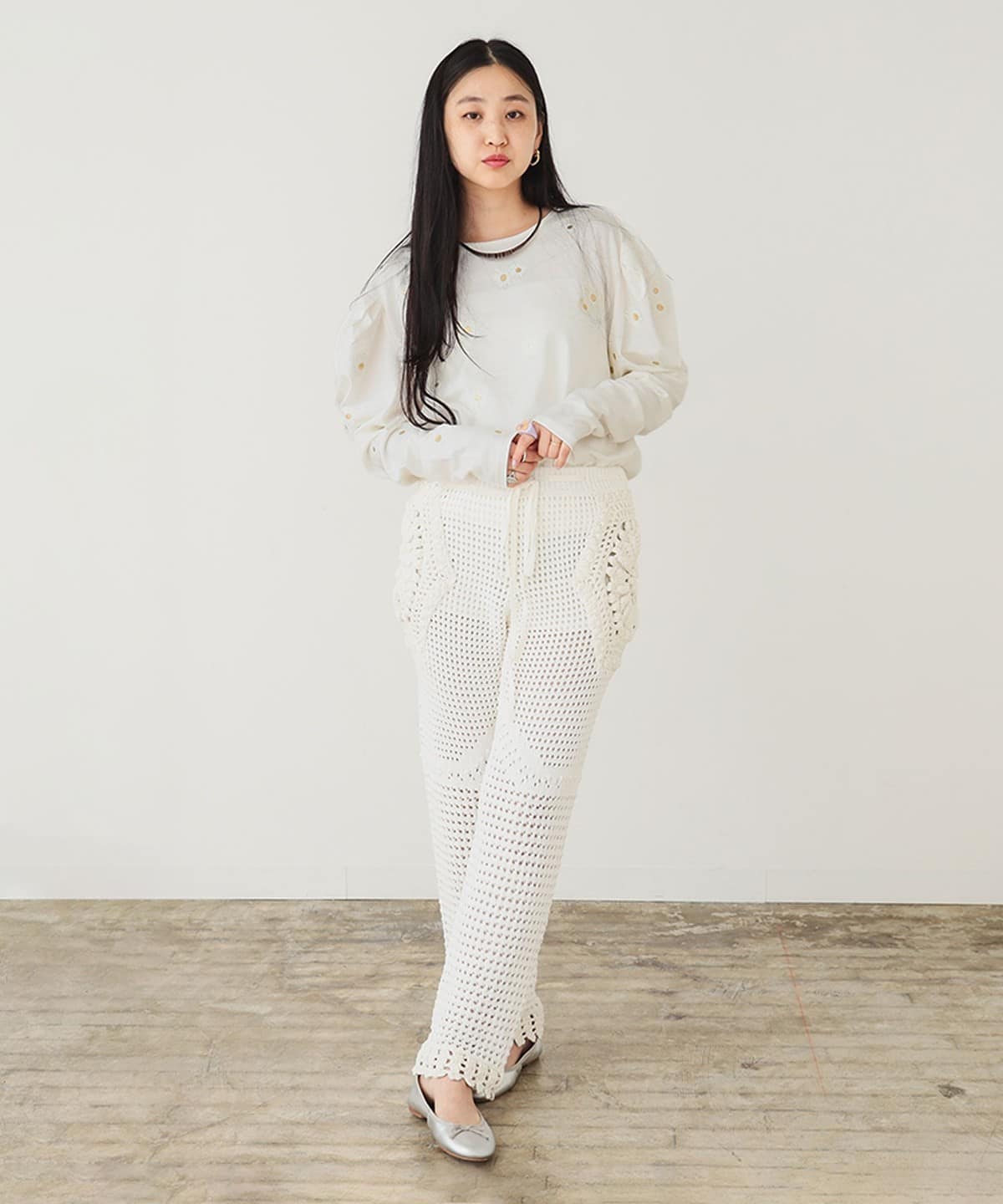 BEAMS COUTURE（ビームス クチュール）かぎ針ニット パンツ（パンツ