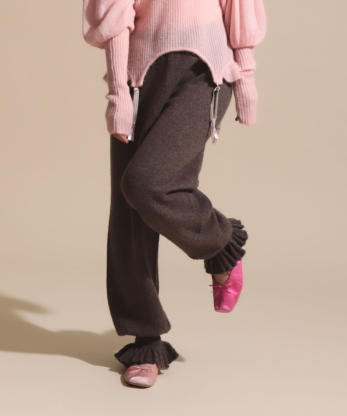 カシミヤ パンツ パンツ WOMEN TOP BROWN ONE SIZE カシミヤ パンツ パンツ WOMEN TOP BROWN ONE SIZE