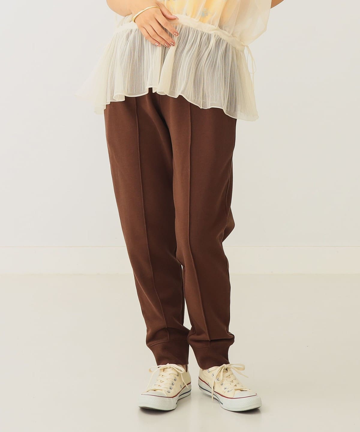 タックスウェットパンツ パンツ WOMEN BROWN ONE SIZE タックスウェットパンツ パンツ WOMEN BROWN ONE SIZE