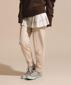 花柄 タックスウェットパンツ