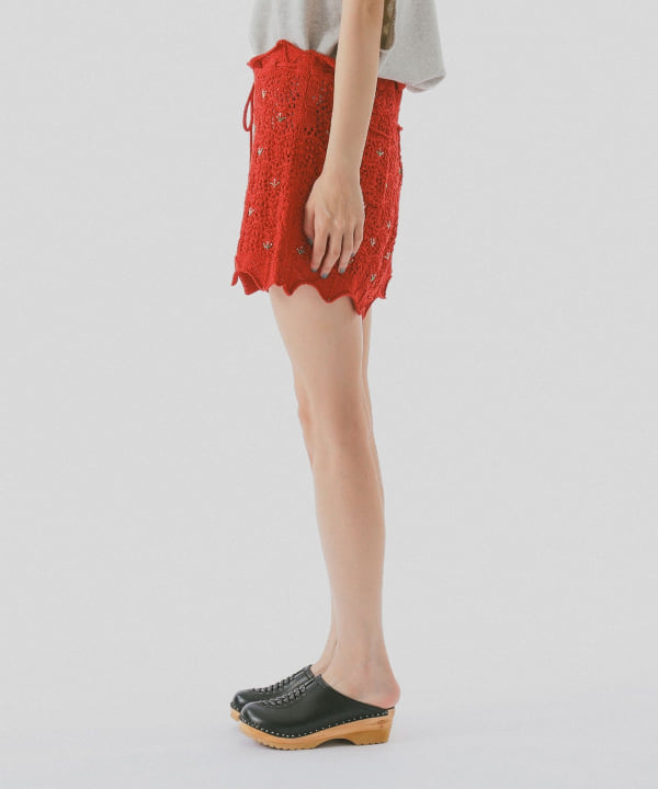 透かし編み ショート パンツ Model : H162 B72 W59 H88　Size : ONE SIZE