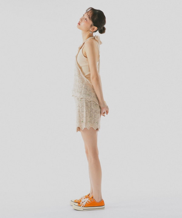 透かし編み ショート パンツ Model : H162 B72 W59 H88　Size : ONE SIZE