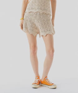 透かし編み ショート パンツ