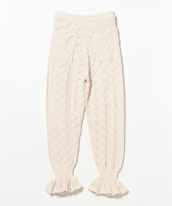孔眼荷叶边针织裤