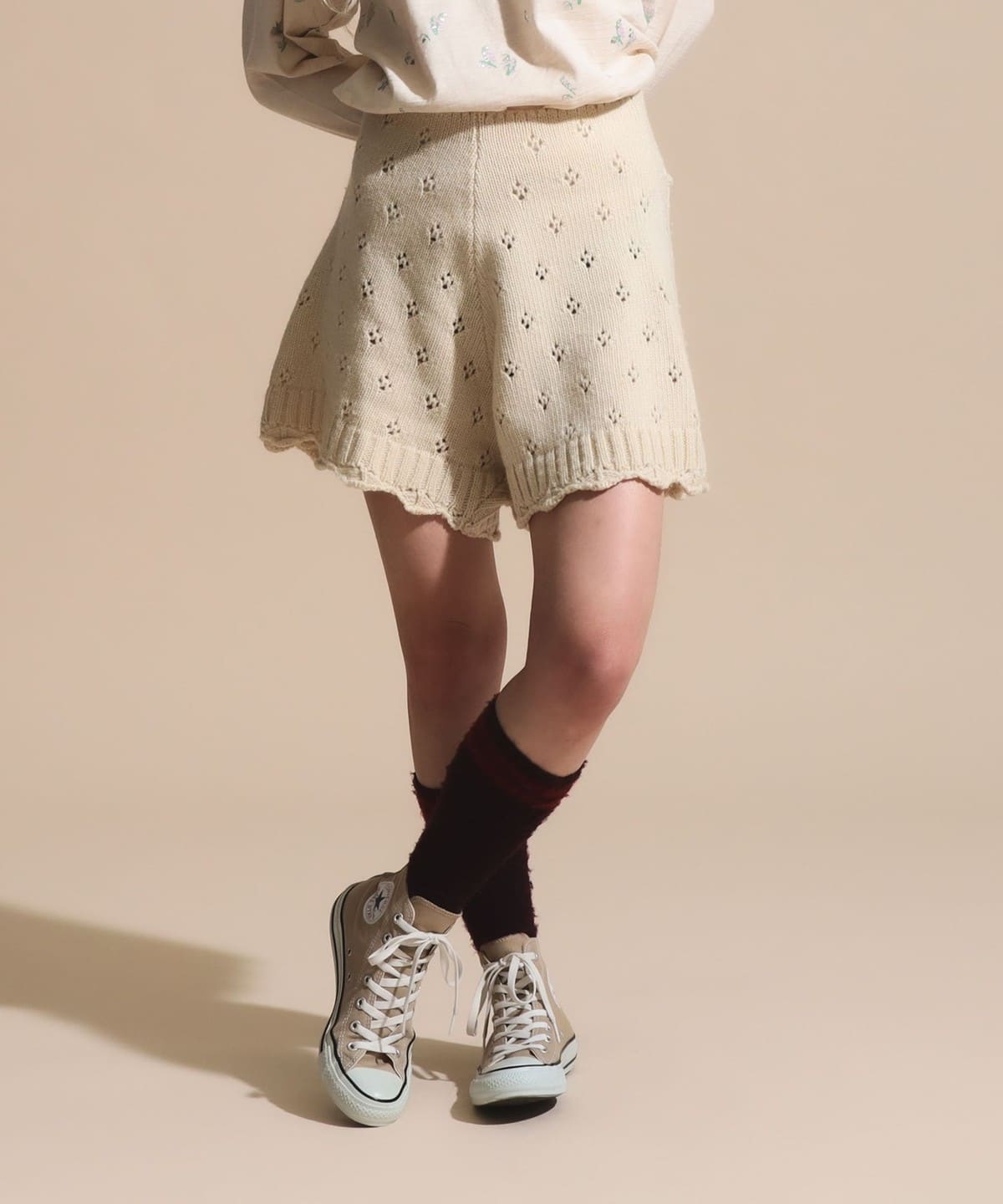 アイレット ニット ショートパンツ パンツ WOMEN OFF WHITE ONE SIZE アイレット ニット ショートパンツ パンツ WOMEN OFF WHITE ONE SIZE