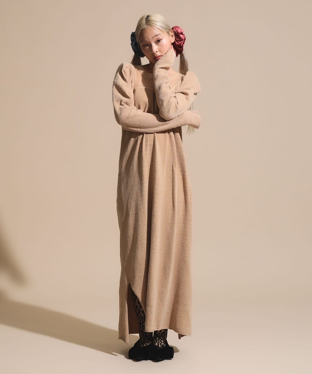 透け切替 ベロア ワンピース ワンピース WOMEN BEIGE ONE SIZE 透け切替 ベロア ワンピース ワンピース WOMEN BEIGE ONE SIZE
