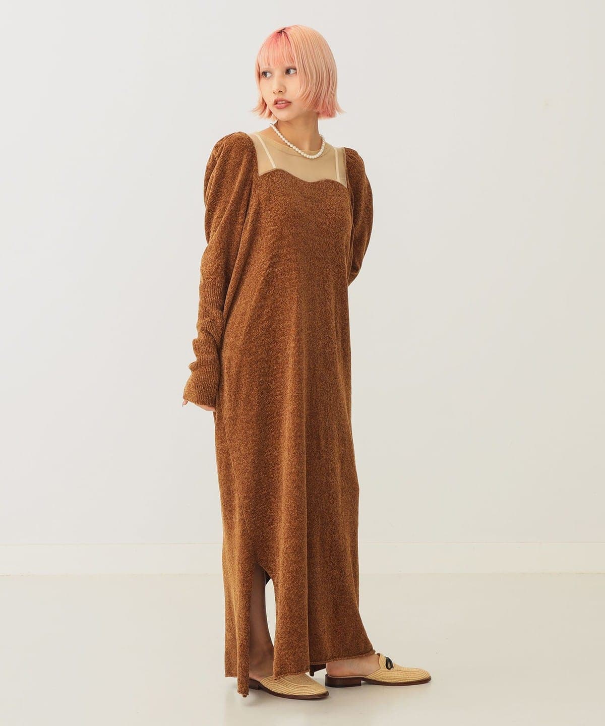 BEAMS COUTURE（ビームス クチュール）透け切替 ベロア ワンピース