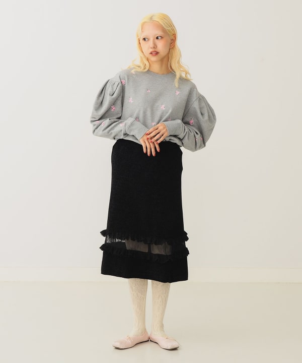 BEAMS COUTURE（ビームス クチュール）透け切替 ベロア スカート