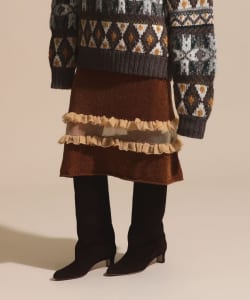 透け切替 ベロア スカート