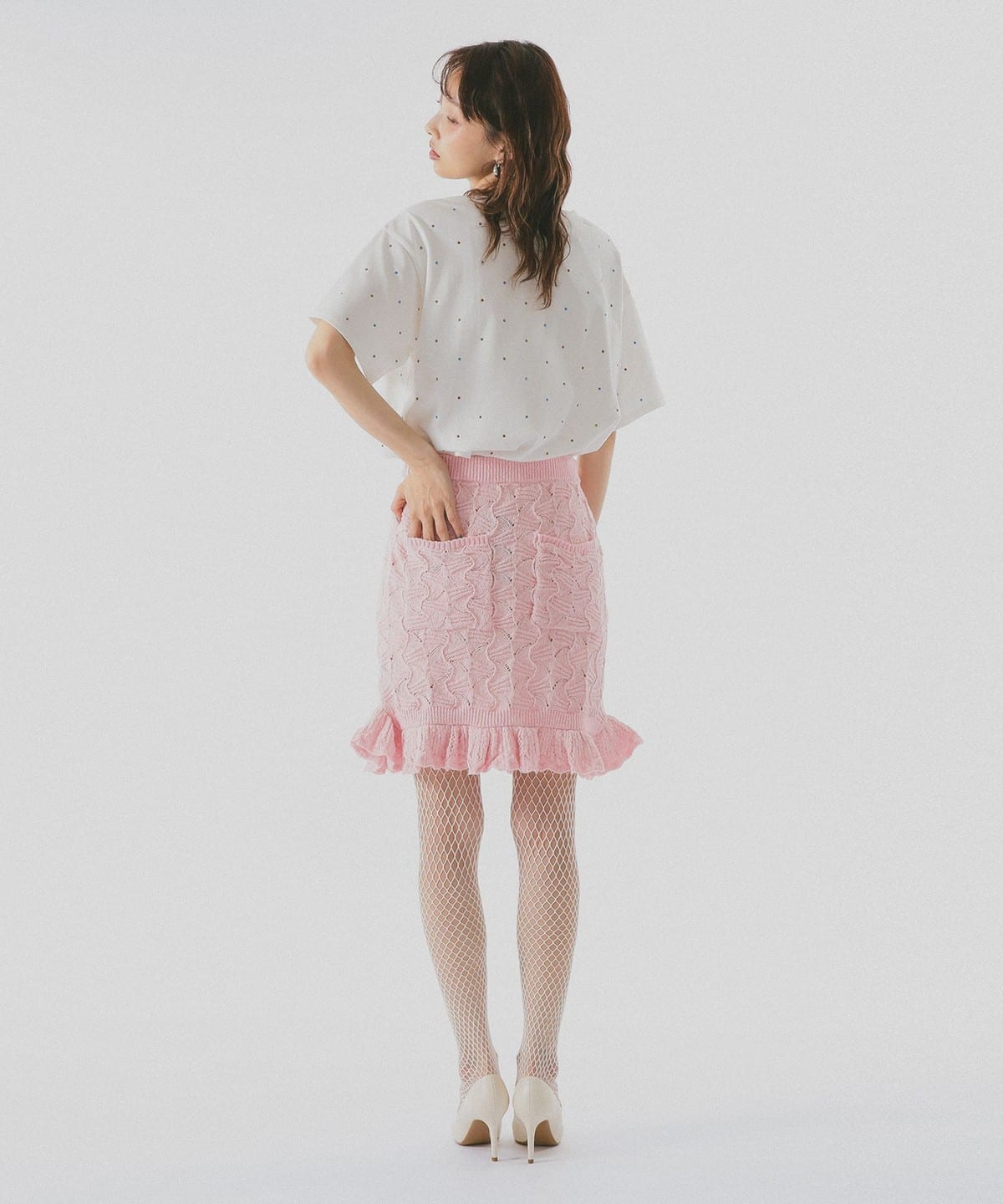 BEAMS COUTURE（ビームス クチュール）アイレット フリル ニット