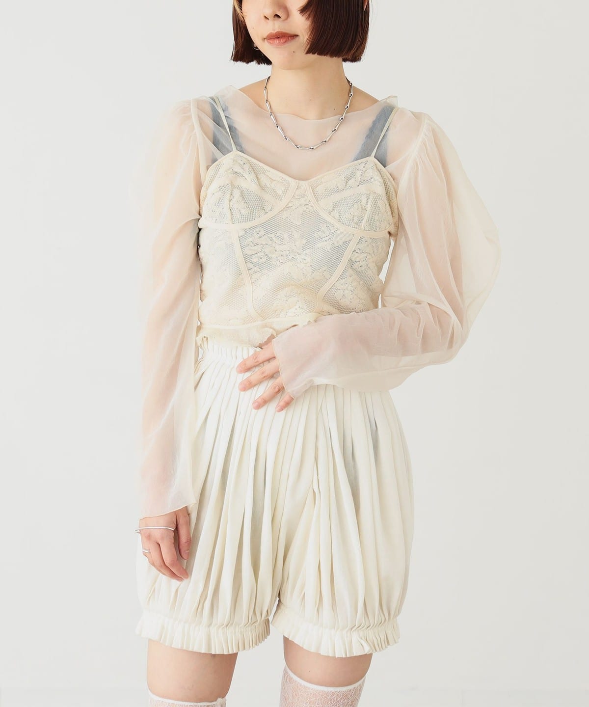 シアーボディスーツ トップス WOMEN ecru ONE SIZE シアーボディスーツ トップス WOMEN ecru ONE SIZE