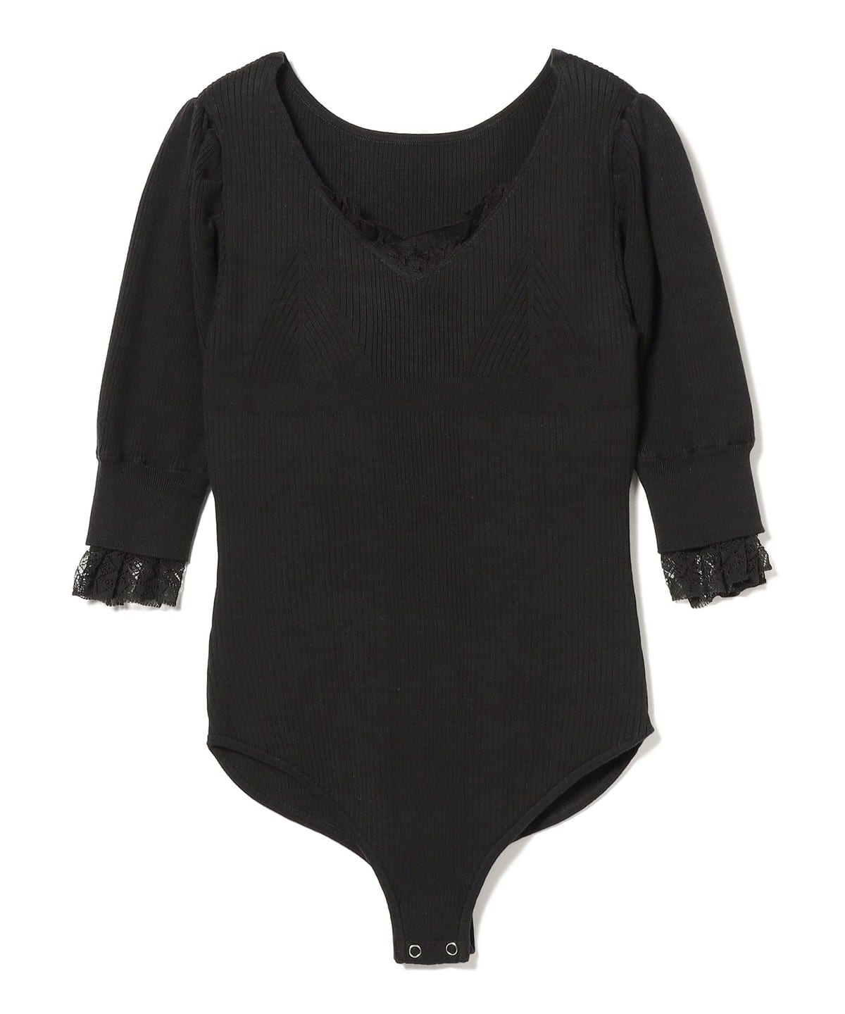 ニットレース ボディスーツ トップス WOMEN BLACK ONE SIZE ニットレース ボディスーツ トップス WOMEN BLACK ONE SIZE