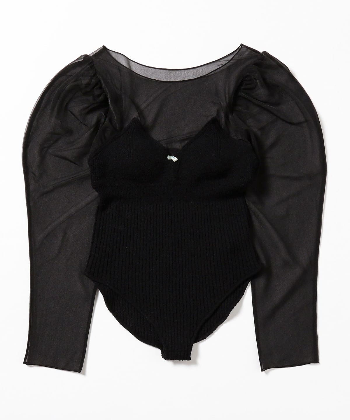 ブークレニットボディスーツ ロングスリーブ トップス WOMEN BLACK ONE SIZE ブークレニットボディスーツ ロングスリーブ トップス WOMEN BLACK ONE SIZE