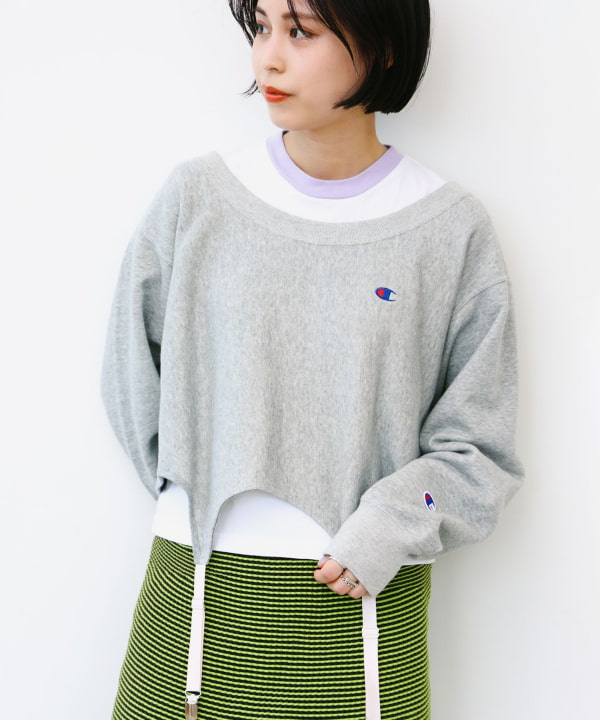 BEAMS COUTURE×Champion クロップド丈ガーターベルトトップス