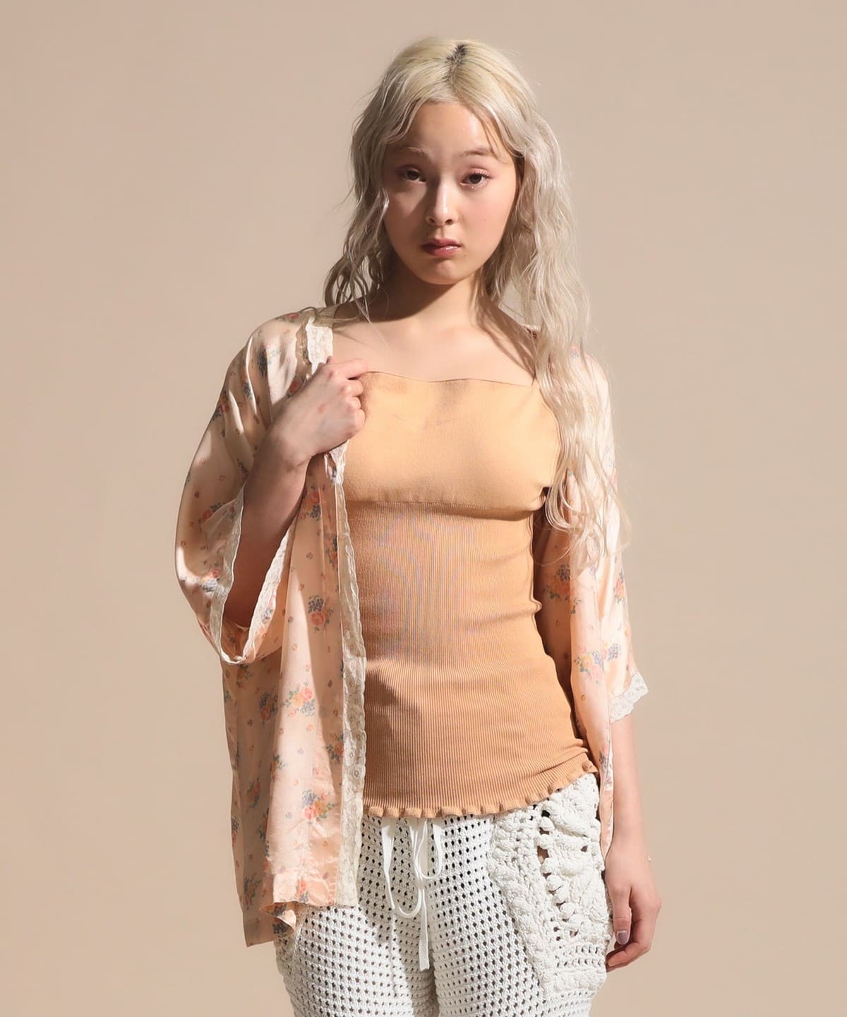 コットン ニット キャミ Tシャツ・カットソー WOMEN CAMEL ONE SIZE コットン ニット キャミ Tシャツ・カットソー WOMEN CAMEL ONE SIZE