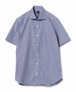 ▲BEAMS F / COOLMAX(R) ギンガムチェック ショートスリーブ カッタウェイカラーシャツ