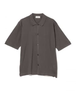 JOHN SMEDLEY / Cotton front open knit polo shirt
