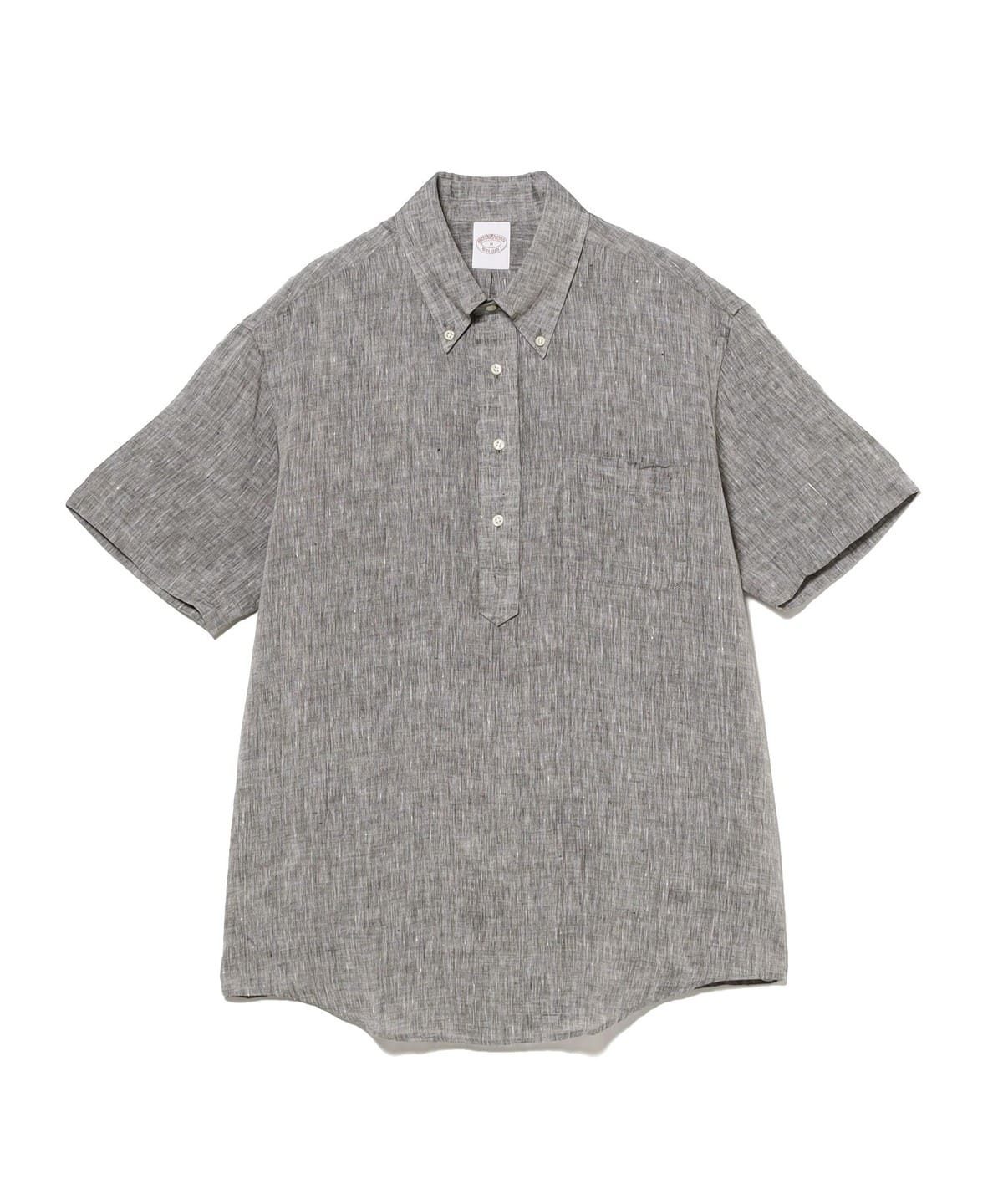 【別注】Brooks Brothers ブルックス ブラザーズ / リネン ソリッド ショートスリーブ プルオーバー ボタンダウン シャツ シャツ・ブラウス MEN BLACK*WHITE/4 M 【別注】Brooks Brothers ブルックス ブラザーズ / リネン ソリッド ショートスリーブ プルオーバー ボタンダウン シャツ シャツ・ブラウス MEN BLACK*WHITE/4 M