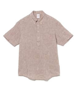【別注】Brooks Brothers / リネン ソリッド ショートスリーブ プルオーバー ボタンダウン シャツ