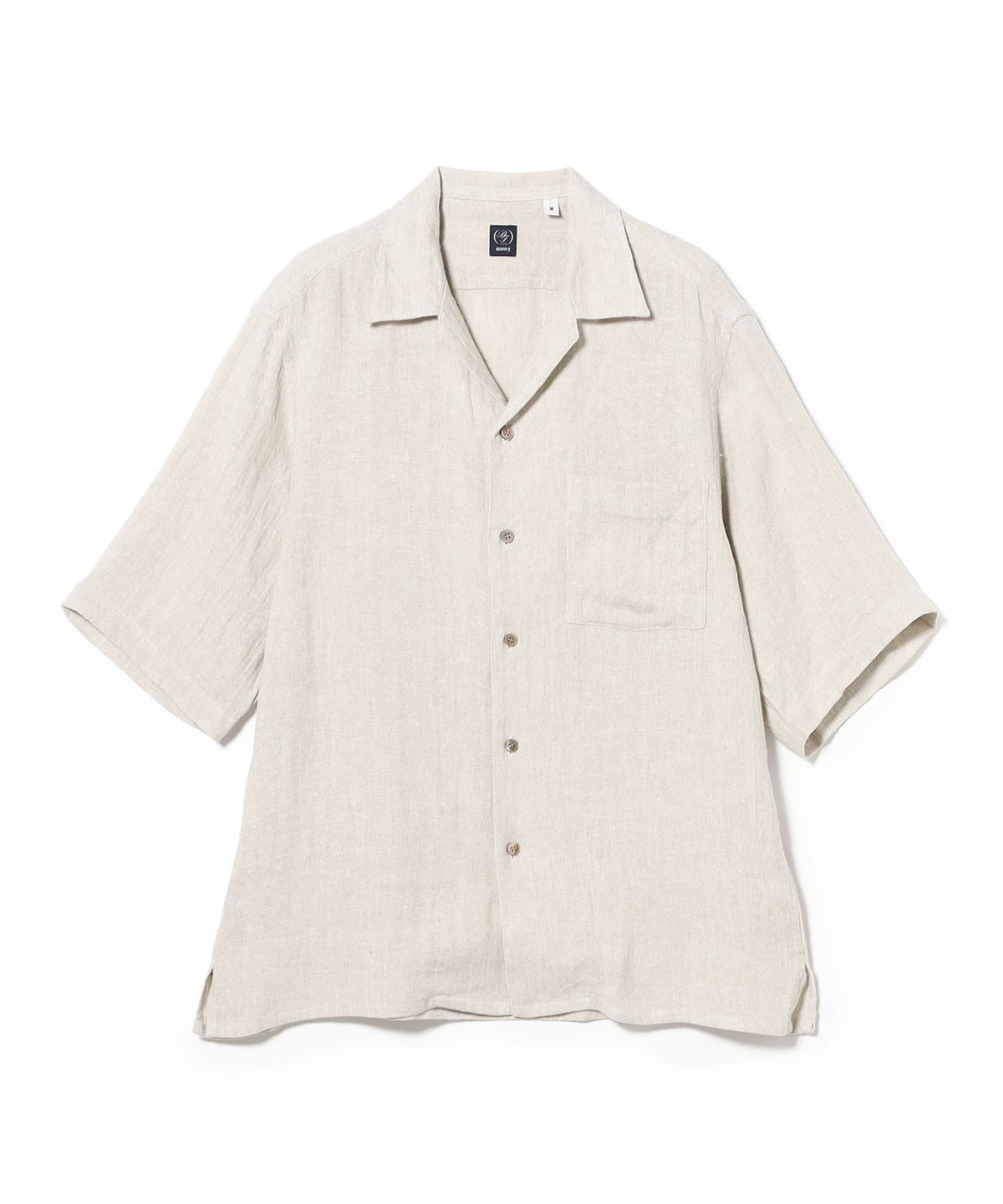 BEAMS F（ビームスF）リネンシルク ヘリンボーン オープンカラーシャツ