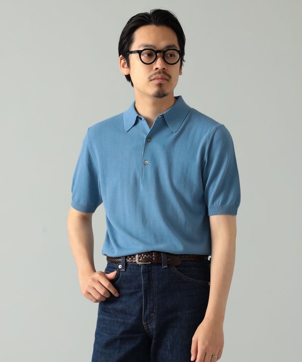 【極美品】JOHN SMEDLEY ウールニット　BEAMS F 別注　濃紺　L