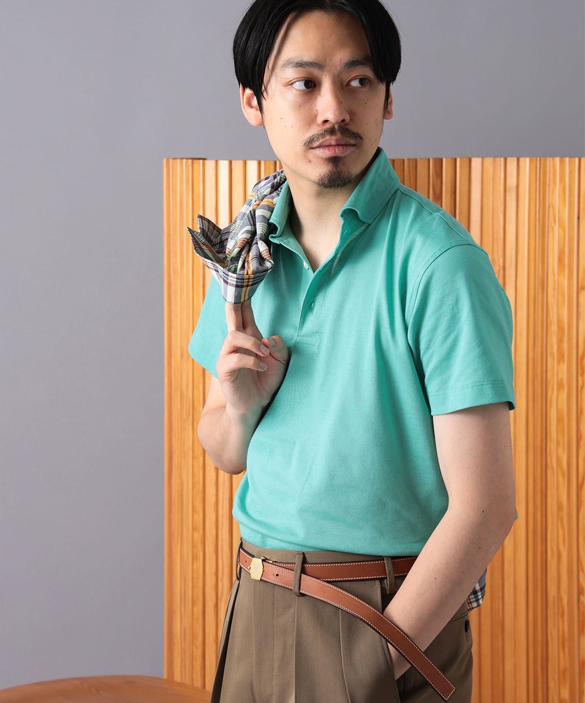 【別注】MORGANO モルガーノ / カノコ ショートスリーブ ポロシャツ シャツ・ブラウス MEN GREEN/593 44 【別注】MORGANO モルガーノ / カノコ ショートスリーブ ポロシャツ シャツ・ブラウス MEN GREEN/593 44