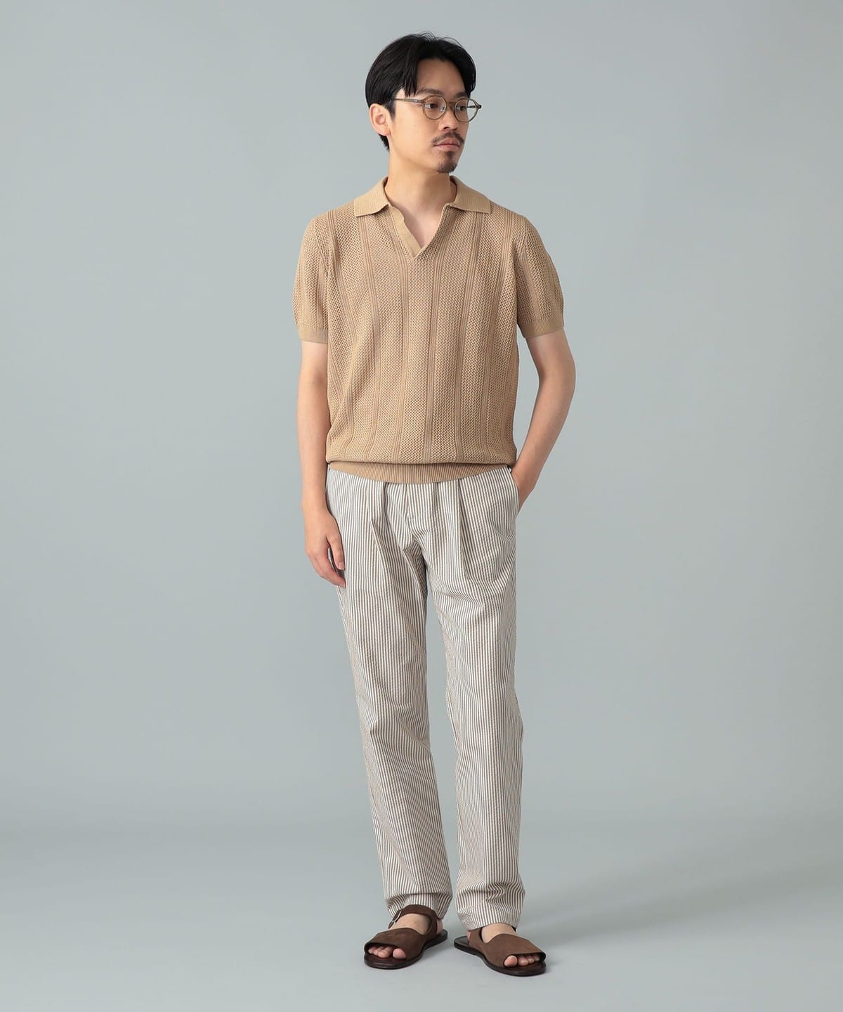 BEAMS F（ビームスF）DRUMOHR / リネンコットン ジャカード スキッパー