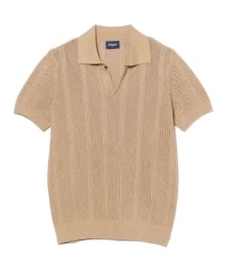 DRUMOHR / リネンコットン ジャカード スキッパー ポロシャツ