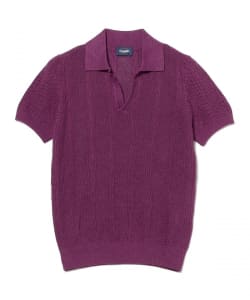 DRUMOHR / リネンコットン ジャカード スキッパー ポロシャツ