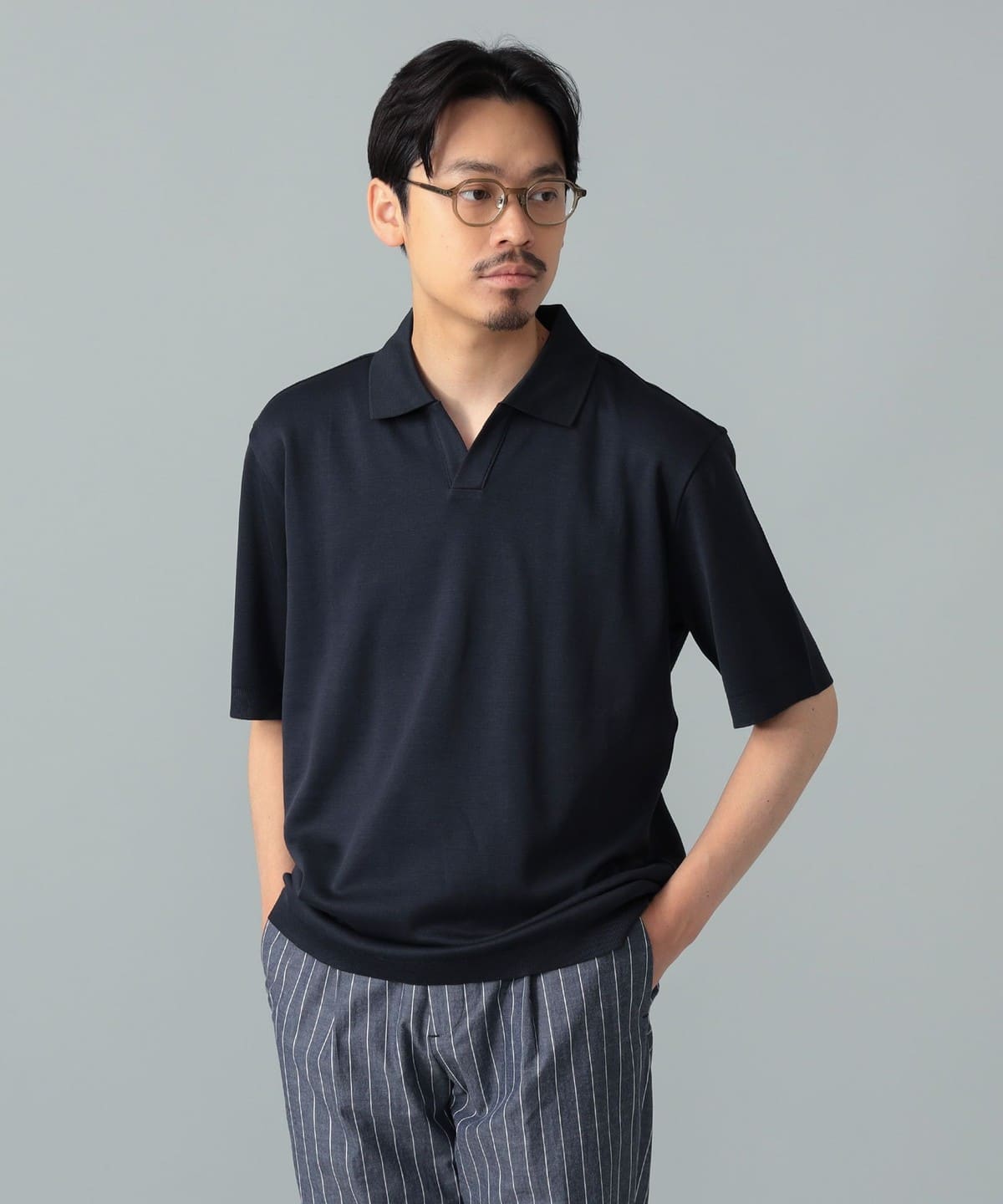 BEAMS F（ビームスF）HERNO / コットン スキッパー ポロシャツ（シャツ