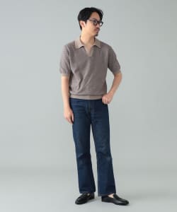 【別注】BAFY / コットン バーズアイ柄 ショートスリーブ スキッパーポロシャツ