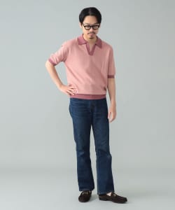 【別注】BAFY / コットン バーズアイ柄 ショートスリーブ スキッパーポロシャツ