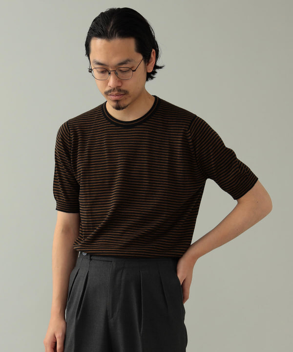 BEAMS F（ビームスF）【別注】JOHN SMEDLEY / コットン ボーダー