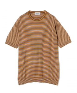 【5/8再値下げ】【別注】JOHN SMEDLEY / コットン ボーダー クルーネックニットTシャツ
