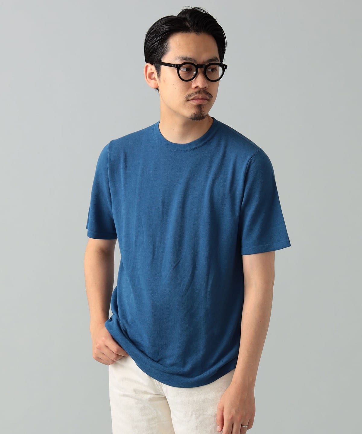 【別注】MORGANO モルガーノ / クルーネック ニット Tシャツ・カットソー MEN BLUE/20138 44 【別注】MORGANO モルガーノ / クルーネック ニット Tシャツ・カットソー MEN BLUE/20138 44