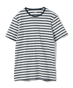 ▲【別注】three dots / ボーダー クルーネック Tシャツ