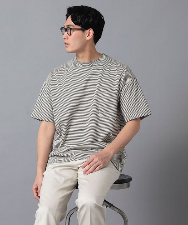 BEAMS MEN｜*A VONTADE / ミニボーダー ポケットTシャツ