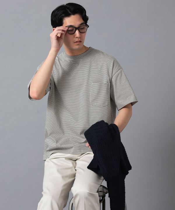 人気 ブランド チェック BEAMS ポケットTシャツ（T ボーダー / VONTADE F（ビームスF）*A トップス