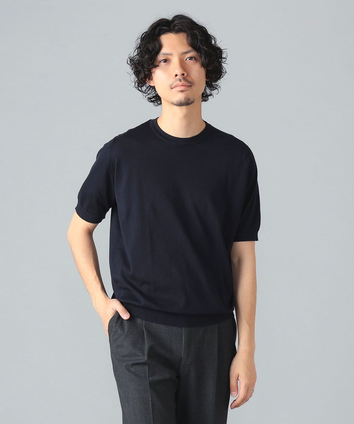 JOHN SMEDLEY ジョン スメドレー / KEMPTON コットン クルーネックニット Tシャツ・カットソー MEN NAVY M JOHN SMEDLEY ジョン スメドレー / KEMPTON コットン クルーネックニット Tシャツ・カットソー MEN NAVY M