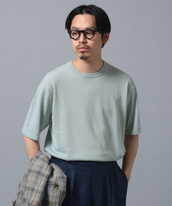 BEAMS F（ビームスF）【別注】Macalastair / ヘリンボーン リブ クルーネック ニット（Tシャツ・カットソー Tシャツ）通販｜ BEAMS