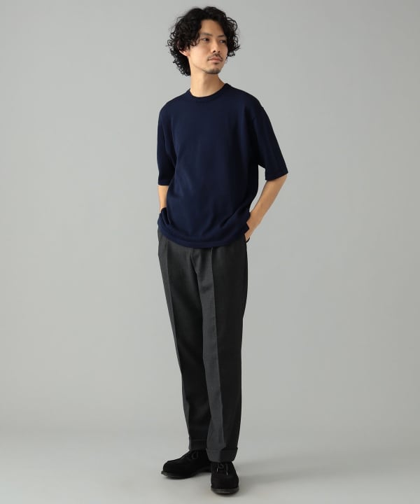 BEAMS F（ビームスF）【別注】Macalastair / ヘリンボーン リブ クルーネック ニット（Tシャツ・カットソー Tシャツ）通販｜ BEAMS