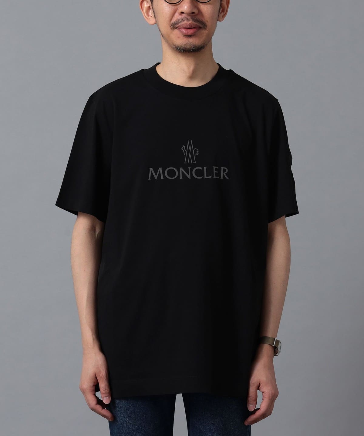 BEAMS F（ビームスF）MONCLER / サイドライン ロゴ クルーネック T ...