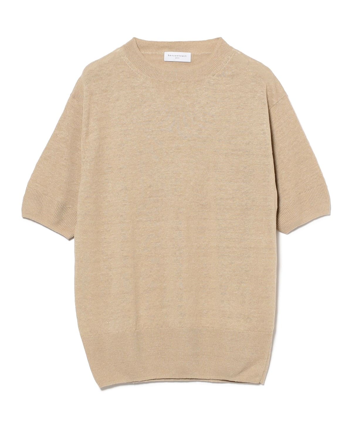 BEAMS F別注MORGANO リネンコットン 半袖 クルーネックニット 黒 BEAMS F（ビームスF）【タイムセール】【別注】MORGANO
