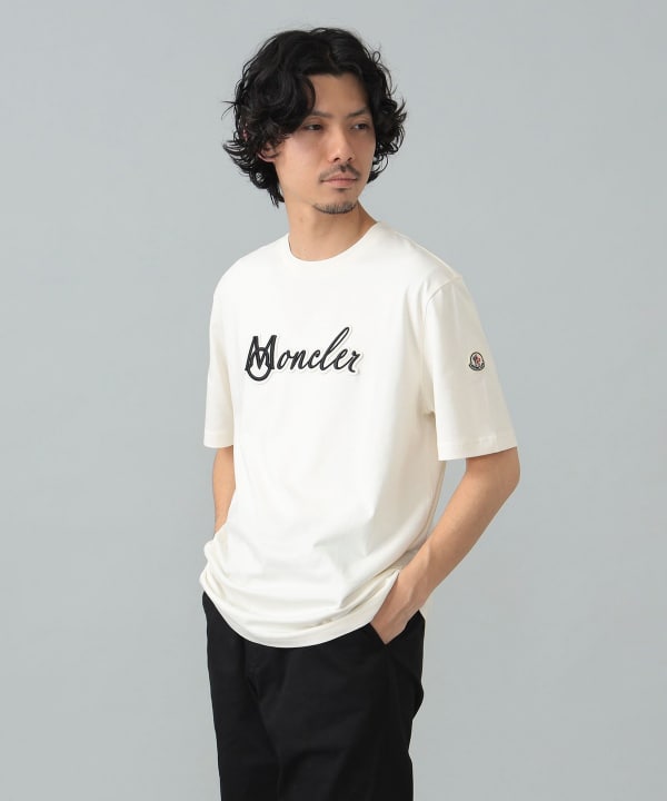 パリ直営店!【MONCLER】ウェーブロゴデザインTシャツ BEAMS F(ビームスF)MONCLER / ロゴ クルーネック Tシャツ(T