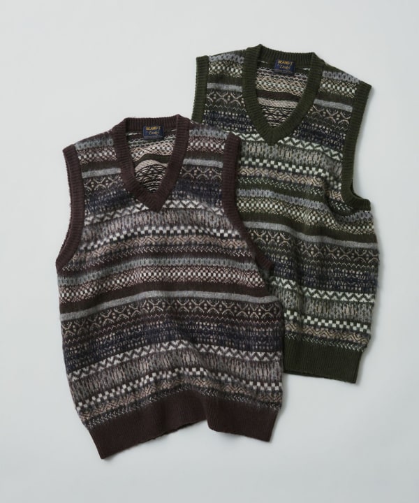 【別注】Drake’s × BEAMS F / カシミヤシルク フェアアイル ニットベスト