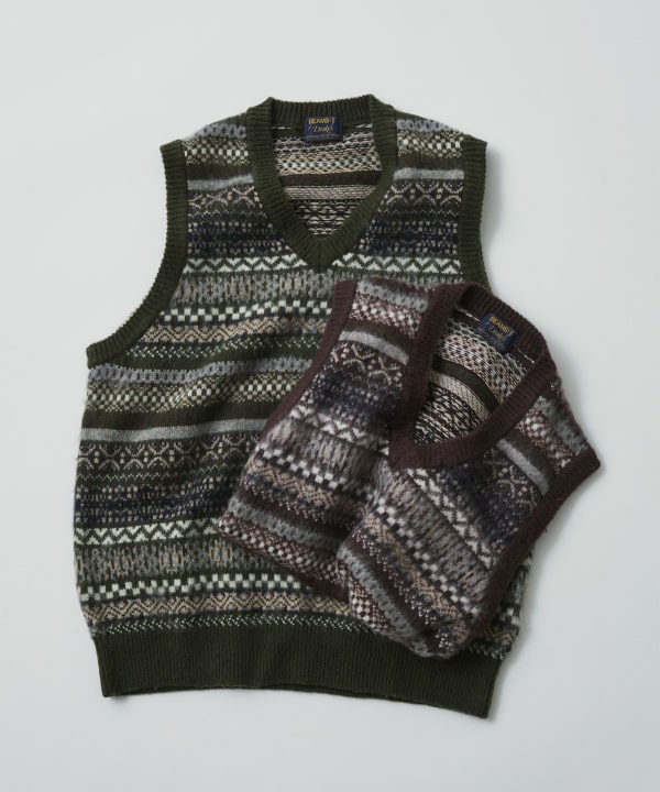 【別注】Drake’s × BEAMS F / カシミヤシルク フェアアイル ニットベスト